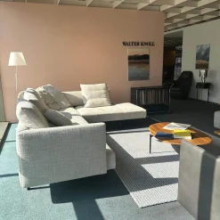 Ecksofa Muud Stoff Weave 7757 Pearl Gestell Schwarz Nackenrolle Leder Paco Black Schwarz