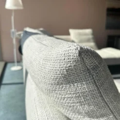 Ecksofa Muud Stoff Weave 7757 Pearl Gestell Schwarz Nackenrolle Leder Paco Black Schwarz