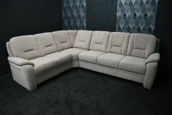 Ecksofa Nebraskar Stoff Enoa Fashion Sand 18 Grau mit Manueller Relaxecke