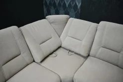 Ecksofa Nebraskar Stoff Enoa Fashion Sand 18 Grau mit Manueller Relaxecke