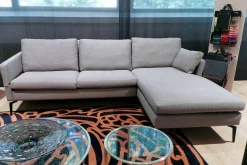 Ecksofa Nelson Stoff U2288F Hellgrau Metallfüße Schwarz Mit Klappbaren Armlehnen