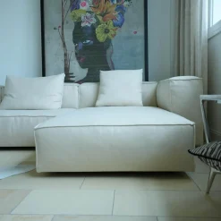 Ecksofa Neowall Stoff Khali Top Farbe 02 Beige Creme mit 3 Kissen