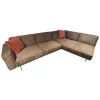 Ecksofa No 04 Stoff Fusion Thyme PG III Grau Metallfüße Schwarz