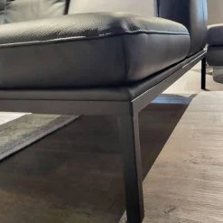 Ecksofa Noto Leder Schwarz PG L50 Gestell Metall Schwarz Mit Verstellbarer Kopfstütze
