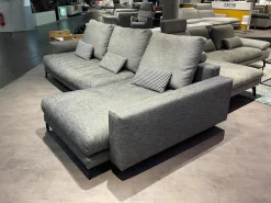 Ecksofa Nuvola Stoff 17 100 Dunkel Schwarz Weiß Gemustert Aluminiumgußfuß Lackiert RAL9017 Verkehrsschwarz Schwarz