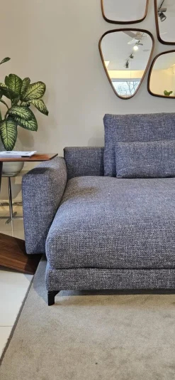 Ecksofa Nuvola Stoff 26.380 Schwarzblau Grau Blau Füße Stahl Schwarz Pulverbeschichtet Inklusive Hocker