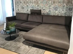 Ecksofa Omega Leder C Revolution Dust Braun Winkelfuß Metall Bronze Lackiert Schwarz Inklusive Kopfstütze Und Kissen