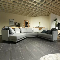 Ecksofa Onda Stoff 14 164 Eisengrau Holzfuß Eiche Schwarz Gebeizt Inklusive Kissen