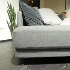 Ecksofa Onda Stoff 14 164 Eisengrau Holzfuß Eiche Schwarz Gebeizt Inklusive Kissen