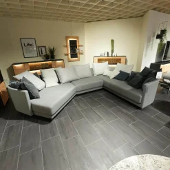 Ecksofa Onda Stoff 14 164 Eisengrau Holzfuß Eiche Schwarz Gebeizt Inklusive Kissen