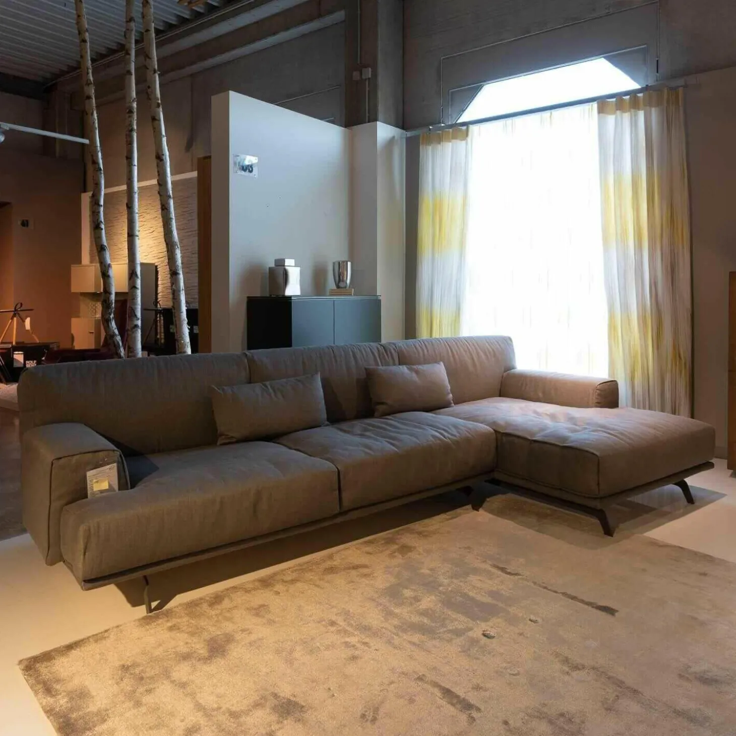 Ecksofa Paolino Stoff Grau PG E Daunenfüllung Husse Abnehmbar