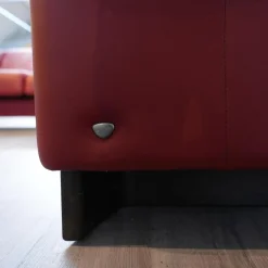 Ecksofa Paradies Leder Paloma Cherry Rot Fuß Buche Wenge Schwarz Mit Kissen Und Couchtisch