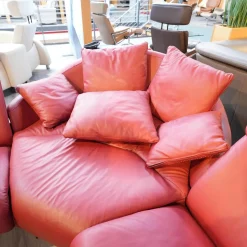 Ecksofa Paradies Leder Paloma Cherry Rot Fuß Buche Wenge Schwarz Mit Kissen Und Couchtisch