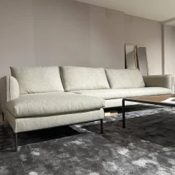 Ecksofa Paul Stoff KH520 Kiwi Grau Grün Gestell Zinnfarbig