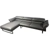 Ecksofa Peimann Leder Mercury Fango Grau Metallkufen Schwarz Matt