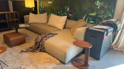 Ecksofa Perry Stoff Elettra 202 Grau Keder Gros Grain 142 Grau Braun Füße Silber Inklusive Kissen