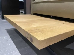 Ecksofa Phoenix Leder B Toro Cactus Grün Plateau Wildeiche Furniert Gestell Aluminium Schwertkufe