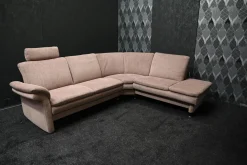Ecksofa Picco Stoff Amane AC Malve Beige Braun mit Armlehnenverstellung
