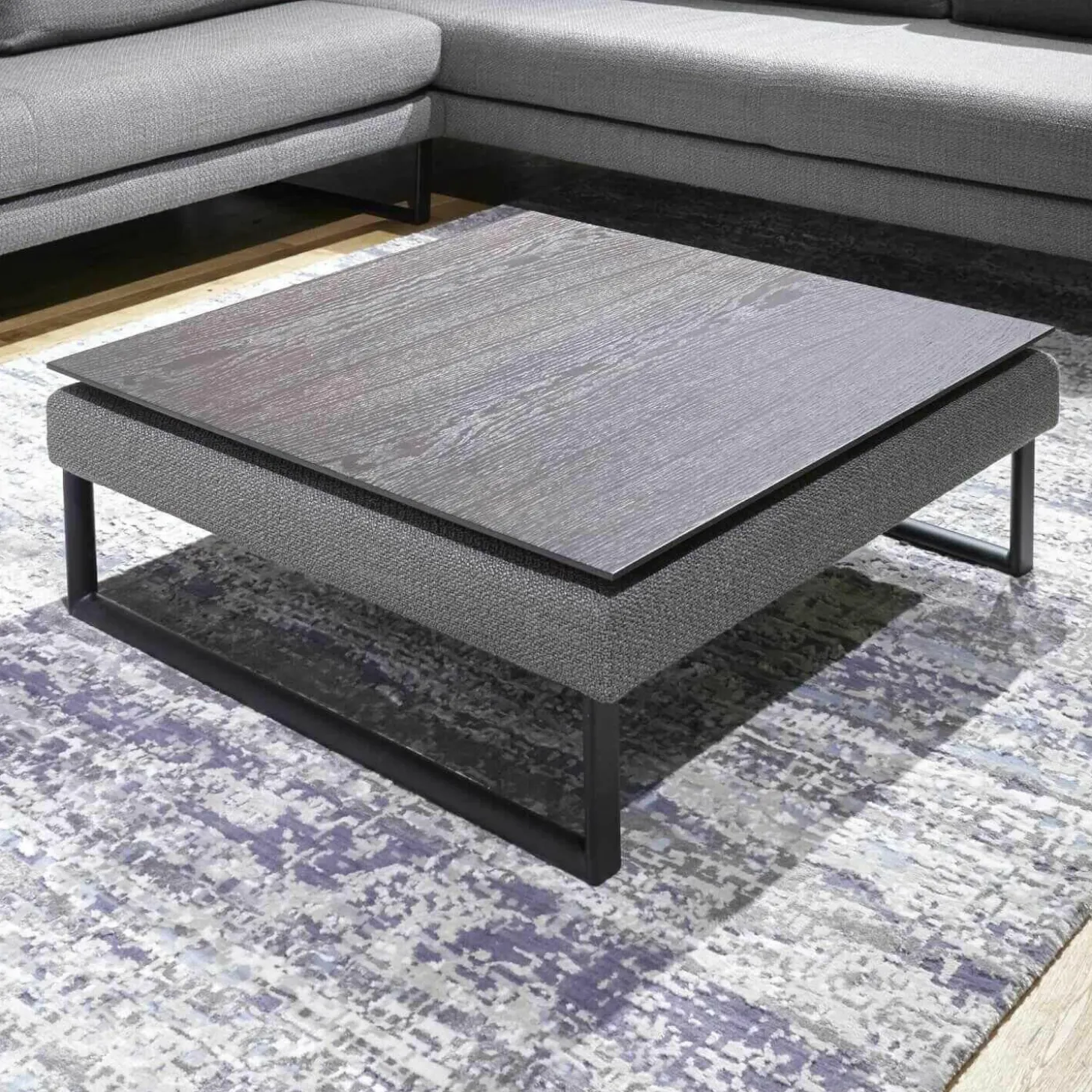 Ecksofa PL Numa Stoff 10 Grau Mit Tisch Und Kissen