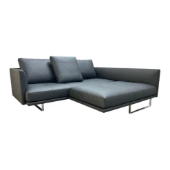 Ecksofa Prime Time 490 10 Leder Miami Schwarz Gestell Aluminium Hochglanz Poliert Inklusive Kissen mit der legendären Schwenkfunktion
