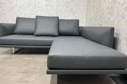 Ecksofa Prime Time 490 10 Leder Miami Schwarz Gestell Aluminium Hochglanz Poliert Inklusive Kissen mit der legendären Schwenkfunktion