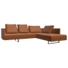 Ecksofa Prime Time Leder Elen Loam 126 Braun mit 3 Kissen und 1 Nackenrolle