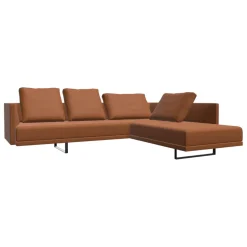 Ecksofa Prime Time Leder Elen Loam 126 Braun mit 3 Kissen und 1 Nackenrolle