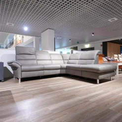 Ecksofa Relaxa 5 5 Leder Evita Smoke Grau Fuß Alusäulen Inklusive Drehsessel Komfort 3.0