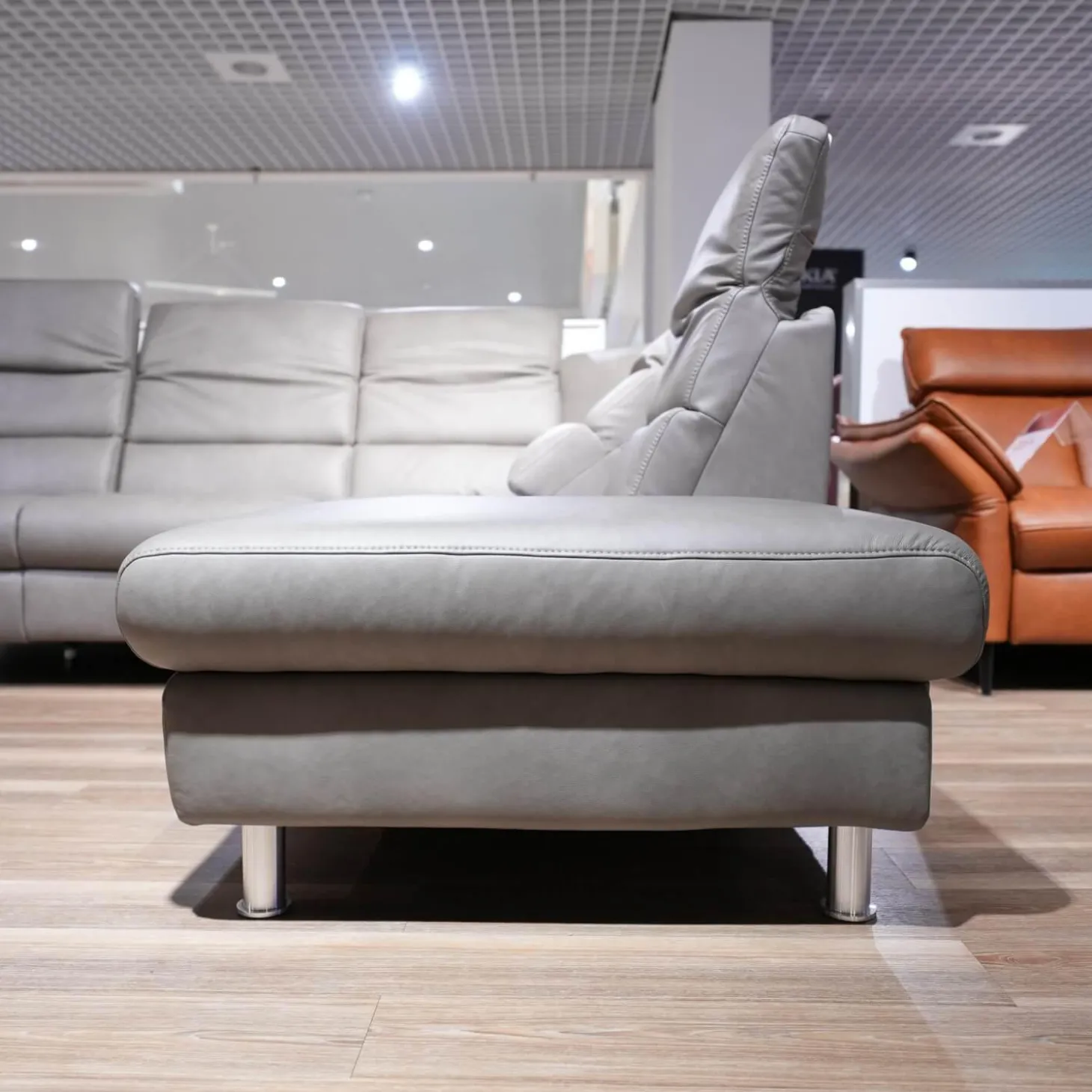 Ecksofa Relaxa 5 5 Leder Evita Smoke Grau Fuß Alusäulen Inklusive Drehsessel Komfort 3.0