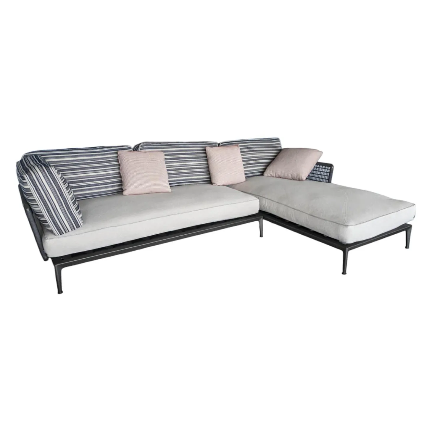 Ecksofa Ribes Outdoor Stoff Elisir Nature mit 7 Kissen