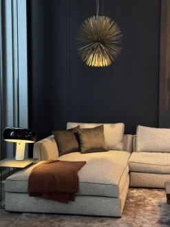 Ecksofa Richard Stoff Lieso Pied De Poule Graun Und 315 Braun Profil Stoff Ballano Schiefer Füße Metall Schwarz Verchromt Und Lackiert Inklusive 3 Rückenkissen