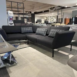 Ecksofa Roro In Stoff 3687/98 Dunkelblau Gestell In Metall Schwarz Pulverbeschichtet Mit Drehsitzen