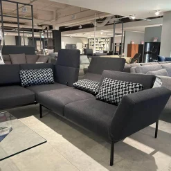 Ecksofa Roro In Stoff 3687/98 Dunkelblau Gestell In Metall Schwarz Pulverbeschichtet Mit Drehsitzen
