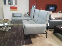 Ecksofa Roro Leder Taron Grau Mit Andocktisch Nussbaum Geölt