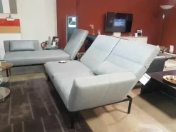 Ecksofa Roro Leder Taron Grau Mit Andocktisch Nussbaum Geölt