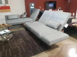 Ecksofa Roro Leder Taron Grau Mit Andocktisch Nussbaum Geölt