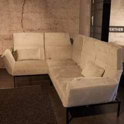 Ecksofa Roro Soft Bezug Stoff 2813 0093 Beige Fuß Metall Schwarz mit Funktion
