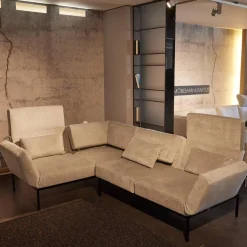 Ecksofa Roro Soft Bezug Stoff 2813 0093 Beige Fuß Metall Schwarz mit Funktion