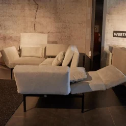 Ecksofa Roro Soft Bezug Stoff 2813 0093 Beige Fuß Metall Schwarz mit Funktion