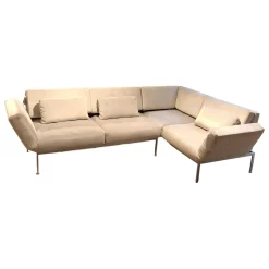 Ecksofa Roro Soft Stoff 2813 0093 Hellgrau Füße Lackiert Mit Verstellfunktionen