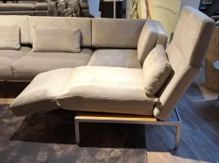 Ecksofa Roro Soft Stoff 2813 0093 Hellgrau Füße Lackiert Mit Verstellfunktionen