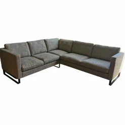 Ecksofa Sacco Stoff Carlucci Di Chivasso Beige Grau Meliert Kufen Metall Schwarz Lackiert