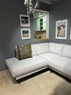 Ecksofa Samara Stoff Stoff XBO Creme Füße Schwarz ohne Dekokissen