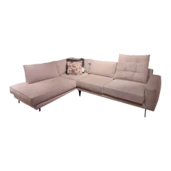 Ecksofa Samara Stoff S-XBO29/05 White Grey Grau Füße Metall Schwarz