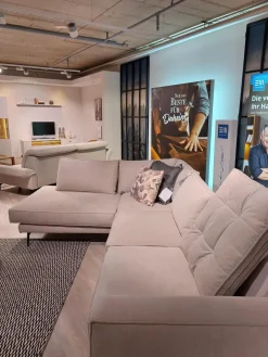 Ecksofa Samara Stoff S-XBO29/05 White Grey Grau Füße Metall Schwarz