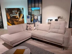 Ecksofa Samara Stoff S-XBO29/05 White Grey Grau Füße Metall Schwarz