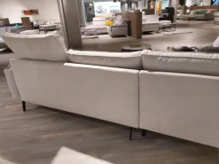 Ecksofa Samara Stoff S-XBO29/05 White Grey Grau Füße Metall Schwarz