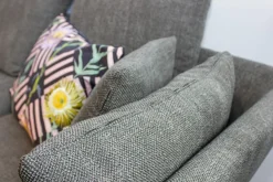 Ecksofa Sofa Stoff Corsaro Graphit Melange Grau mit 6 Kissen