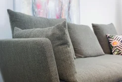 Ecksofa Sofa Stoff Corsaro Graphit Melange Grau mit 6 Kissen