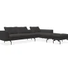 Ecksofa Sofagruppe Mell Lounge Stoff 9206 Braungrau Füße Schwarz mit Hocker